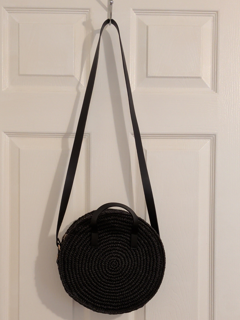H&M Black Round Woven Crossbody Bag